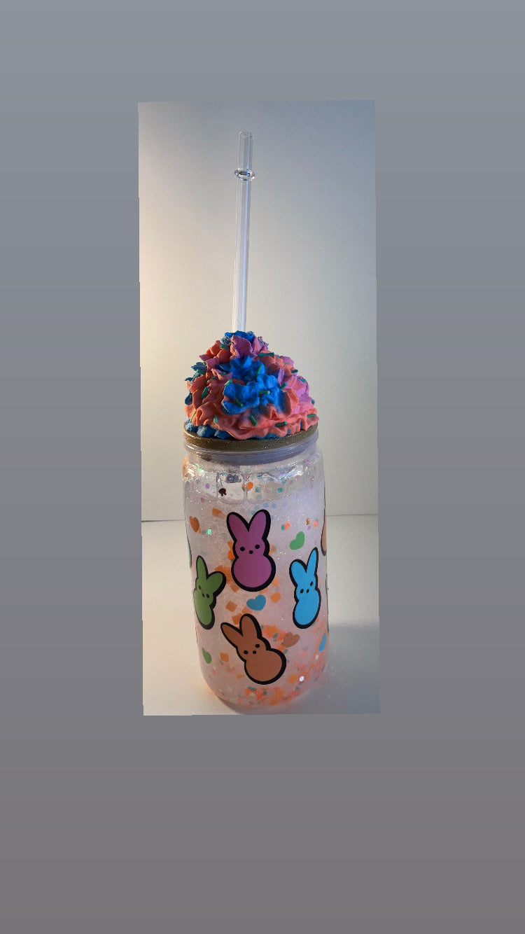 Neon bunny snowglobe tumbler